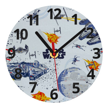 Star wars drawing, Ρολόι τοίχου γυάλινο (20cm)