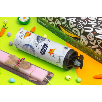 Ο πόλεμος των άστρων, Πασχαλινή Λαμπάδα με Travel Tumbler θερμό με διπλό καπάκι (600ml, BPA free) & κερί αρωματικό πλακέ (30cm) (ΡΟΖ)