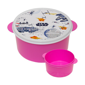 Ο πόλεμος των άστρων, ΡΟΖ παιδικό δοχείο φαγητού (lunchbox) πλαστικό (BPA-FREE) Lunch Βox M16 x Π16 x Υ8cm
