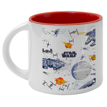 Star wars drawing, Κούπα κεραμική 400ml Λευκή/Κόκκινη