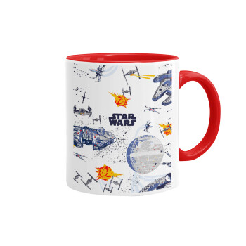 Star wars drawing, Mug colored red, ceramic, 330ml