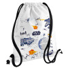 Backpack pouch GYMBAG white, with pocket (40x48cm) & thick cords