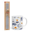 Easter Set, Ceramic Cup (330ml) & Easter aromatic flat candle (30cm) (GRAY)