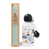 Easter Set, metallic aluminum water bottle (500ml) & scented flat candle (30cm) (TURQUOISE)