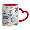 Mug heart red handle, ceramic, 330ml