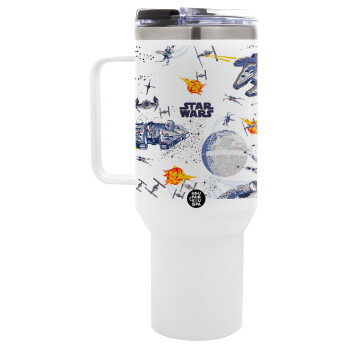 Star wars drawing, Mega Stainless steel Tumbler with lid, double wall 1,2L