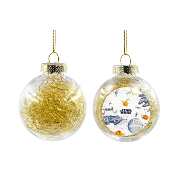 Star wars drawing, Χριστουγεννιάτικη μπάλα δένδρου διάφανη με χρυσό γέμισμα 8cm