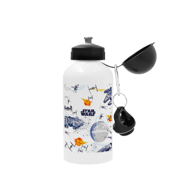 Star wars drawing — Metal water bottle, White, aluminum 500ml