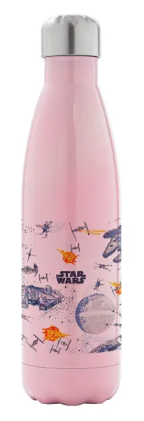 Star wars drawing — Metal mug thermos Pink Iridiscent (Stainless steel), double wall, 500ml