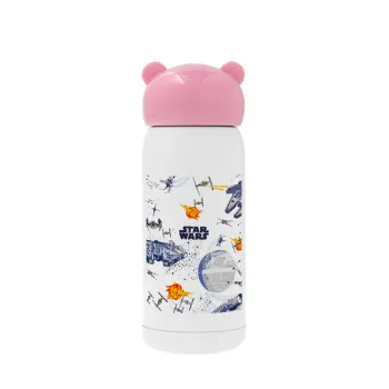 Star wars drawing, Pink stainless steel thermal flask, 320ml