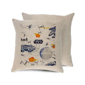 Star wars drawing, Μαξιλάρι καναπέ ΛΙΝΟ 40x40cm περιέχεται το  γέμισμα