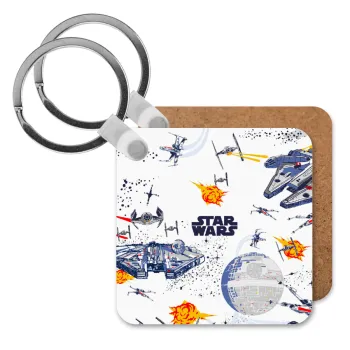 Star wars drawing, Μπρελόκ Ξύλινο τετράγωνο MDF