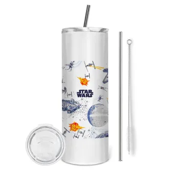 Star wars drawing, Tumbler stainless steel 600ml, with metal straw & cleaning brush