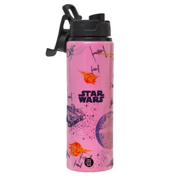 Star wars drawing, Metallic water bottle with safety lid, 850ml aluminum