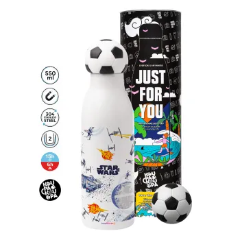 Star wars drawing, Soccer Metal mug thermos, double wall, 550ml