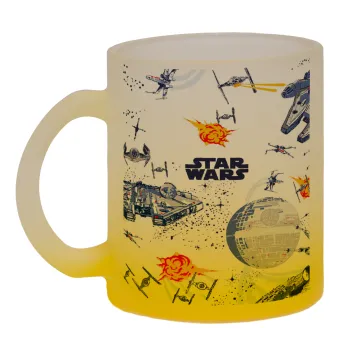 Ο πόλεμος των άστρων, Κούπα γυάλινη δίχρωμη με βάση το κίτρινο ματ, 330ml