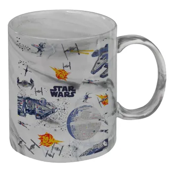 Star wars drawing, Mug ceramic marble style, 330ml