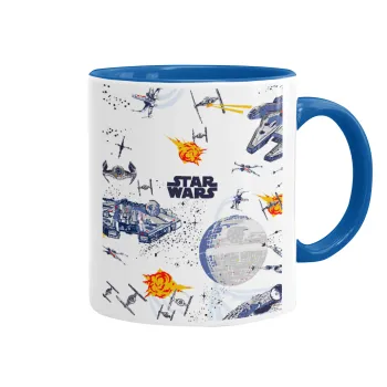 Star wars drawing, Mug colored blue, ceramic, 330ml