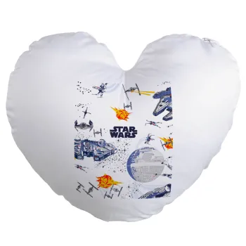 Star wars drawing, Μαξιλάρι καναπέ καρδιά 40x40cm περιέχεται το  γέμισμα