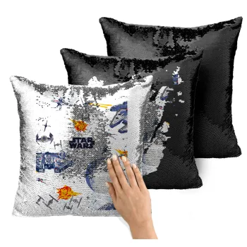 Ο πόλεμος των άστρων, Μαξιλάρι καναπέ Μαγικό Μαύρο με πούλιες 40x40cm περιέχεται το γέμισμα
