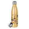 Glitter gold stainless steel thermos bottle, double-walled, 500ml