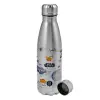 Metallic water bottle, stainless steel, 750ml