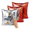 Μαξιλάρι καναπέ Μαγικό Κόκκινο με πούλιες 40x40cm περιέχεται το γέμισμα