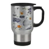 Stainless steel travel mug with lid, double wall 450ml