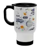 Stainless steel travel mug with lid, double wall white 450ml