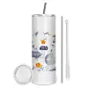 Tumbler stainless steel 600ml, with metal straw & cleaning brush