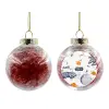 Transparent Christmas tree ball ornament with red filling 8cm