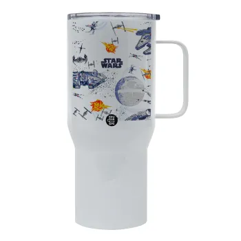 Star wars drawing, Mega Stainless steel Tumbler with lid, double wall 750L