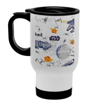 Ο πόλεμος των άστρων, Κούπα ταξιδιού ανοξείδωτη με καπάκι, διπλού τοιχώματος (θερμό) λευκή 450ml