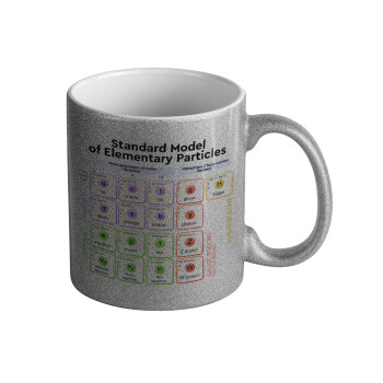 Standard model of elementary particles, Κούπα Ασημένια Glitter που γυαλίζει, κεραμική, 330ml