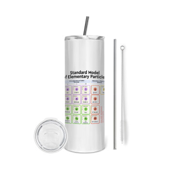 Standard model of elementary particles, Eco friendly stainless steel tumbler 600ml, with metal straw & cleaning brush