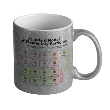 Standard model of elementary particles, Κούπα Ασημένια Glitter που γυαλίζει, κεραμική, 330ml