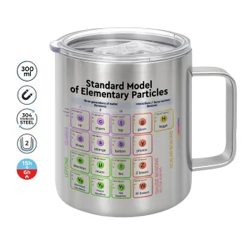 Standard model of elementary particles, Double-walled stainless steel mug 300ml with temperature-retaining lid