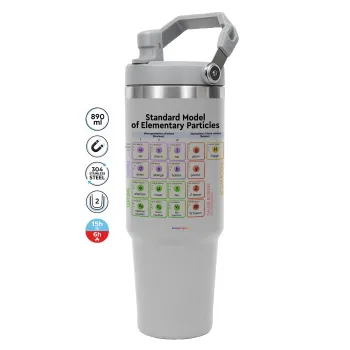 Standard model of elementary particles, ΓΚΡΙ χρώματος Θερμός Ανοξείδωτο 890ml (30oz) με χερούλι
