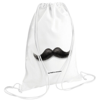 Ο καλύτερος μουστακαλής του κόσμου!!!, Τσάντα πλάτης πουγκί GYMBAG λευκή (28x40cm)