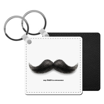 Ο καλύτερος μουστακαλής του κόσμου!!!, Μπρελόκ Δερματίνη, τετράγωνο ΜΑΥΡΟ (5x5cm)