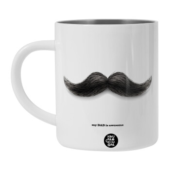 Ο καλύτερος μουστακαλής του κόσμου!!!, BIG Mug Stainless steel double wall (450ml, White)