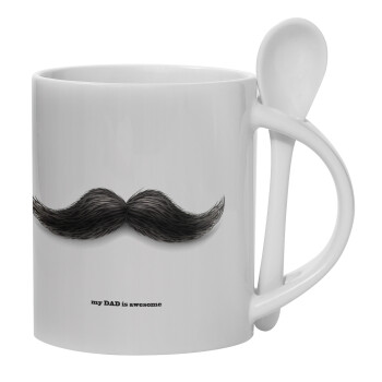Ο καλύτερος μουστακαλής του κόσμου!!!, Ceramic coffee mug with Spoon, 330ml (1pcs)