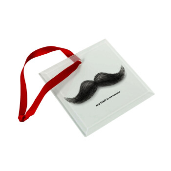 Ο καλύτερος μουστακαλής του κόσμου!!!, Christmas ornament, glass square ornament 9x9cm