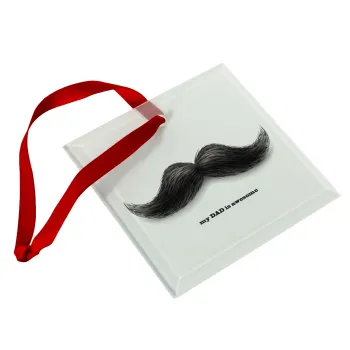 Ο καλύτερος μουστακαλής του κόσμου!!!, Christmas ornament, glass square ornament 9x9cm