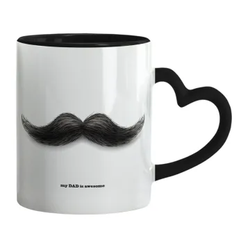 Ο καλύτερος μουστακαλής του κόσμου!!!, Mug heart black handle, ceramic, 330ml