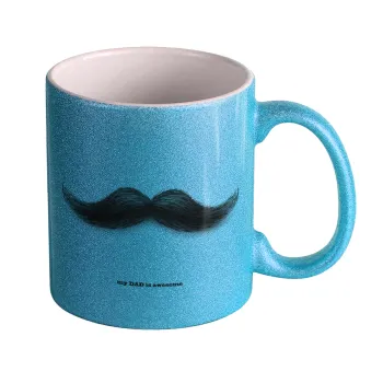 Ο καλύτερος μουστακαλής του κόσμου!!!, Κούπα Σιέλ Glitter που γυαλίζει, κεραμική, 330ml