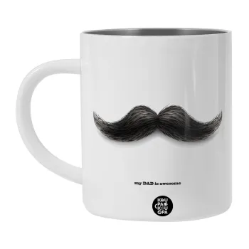 Ο καλύτερος μουστακαλής του κόσμου!!!, Λευκή Ανοξείδωτη Μεταλλική Κούπα 450ml - Διπλού Τοιχώματος 