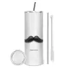 Tumbler stainless steel 600ml, with metal straw & cleaning brush