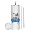 Tumbler stainless steel 600ml, with metal straw & cleaning brush