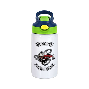 Day's Gone, mongrel farewell original, Children's hot water bottle, stainless steel, with safety straw, green, blue (350ml)